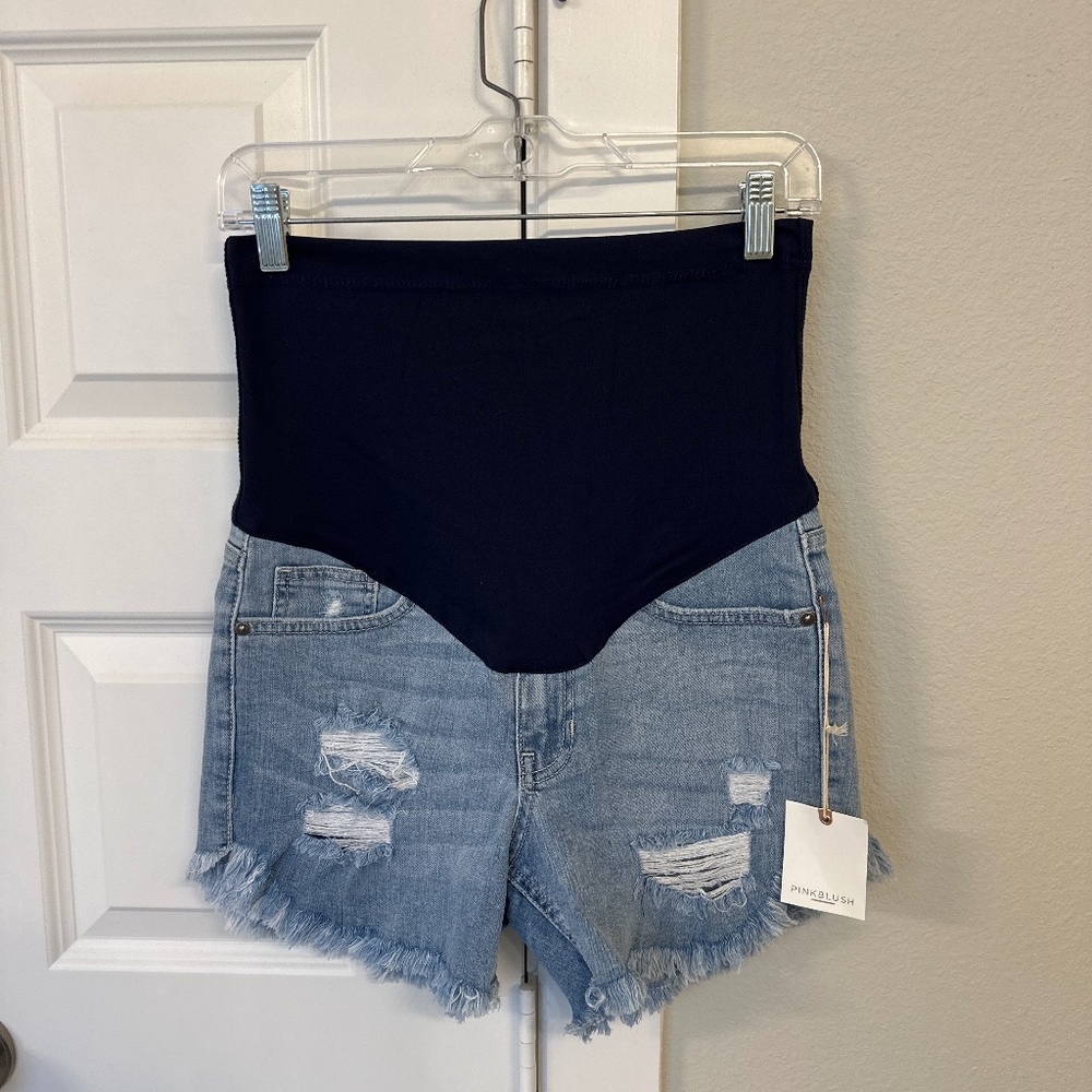 Pink blush maternity shorts